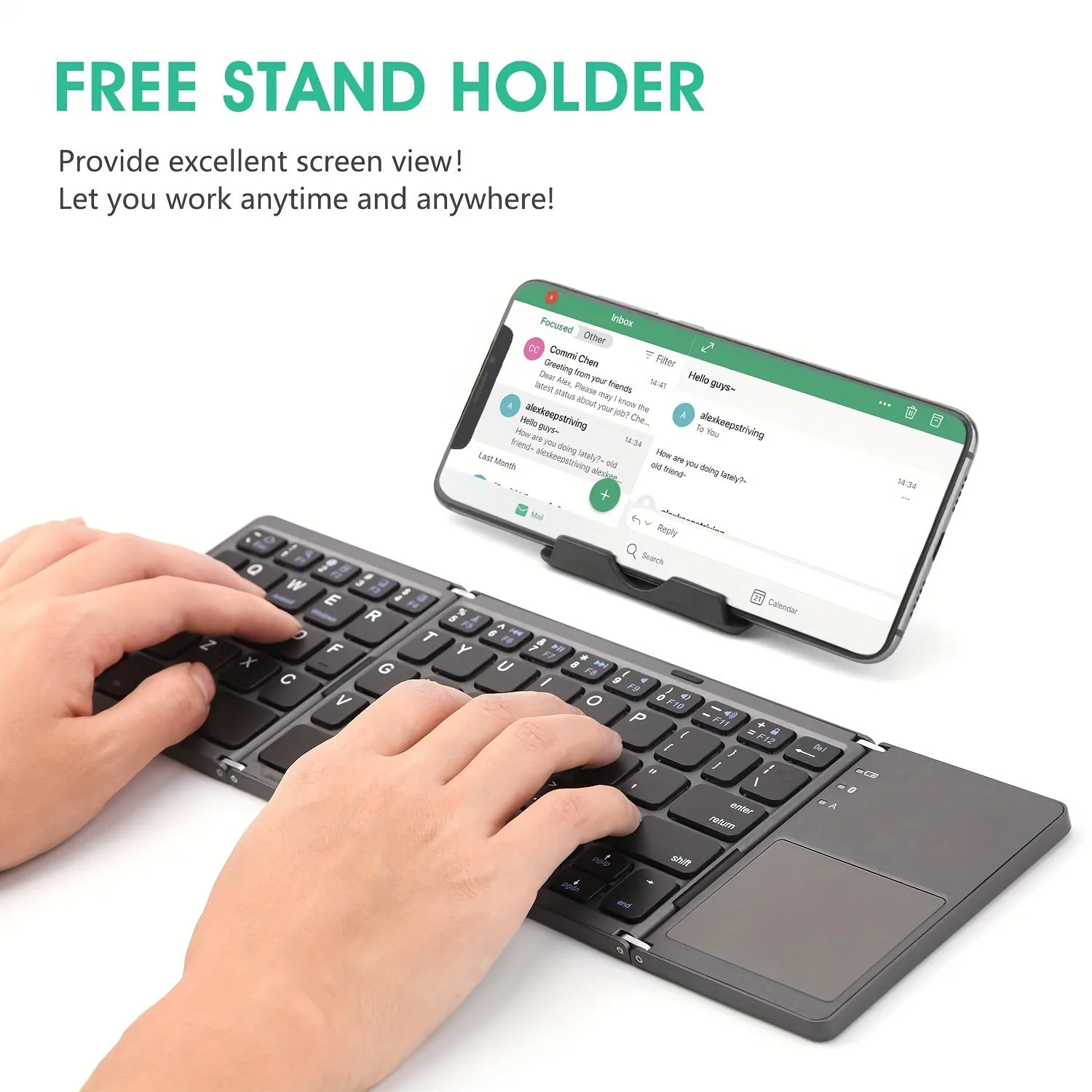 Ultra-Silent Foldable Wireless Keyboard - Bi/Tri-Fold, Universal Compatibility, Slim & Portable - Ideal for Office & Travel