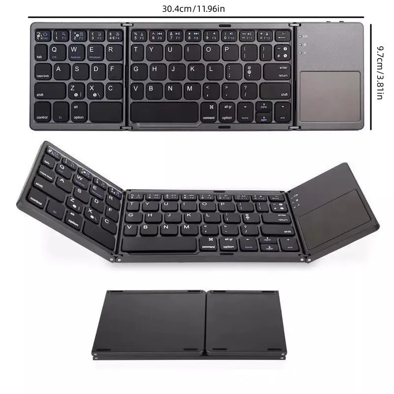 Ultra-Silent Foldable Wireless Keyboard - Bi/Tri-Fold, Universal Compatibility, Slim & Portable - Ideal for Office & Travel