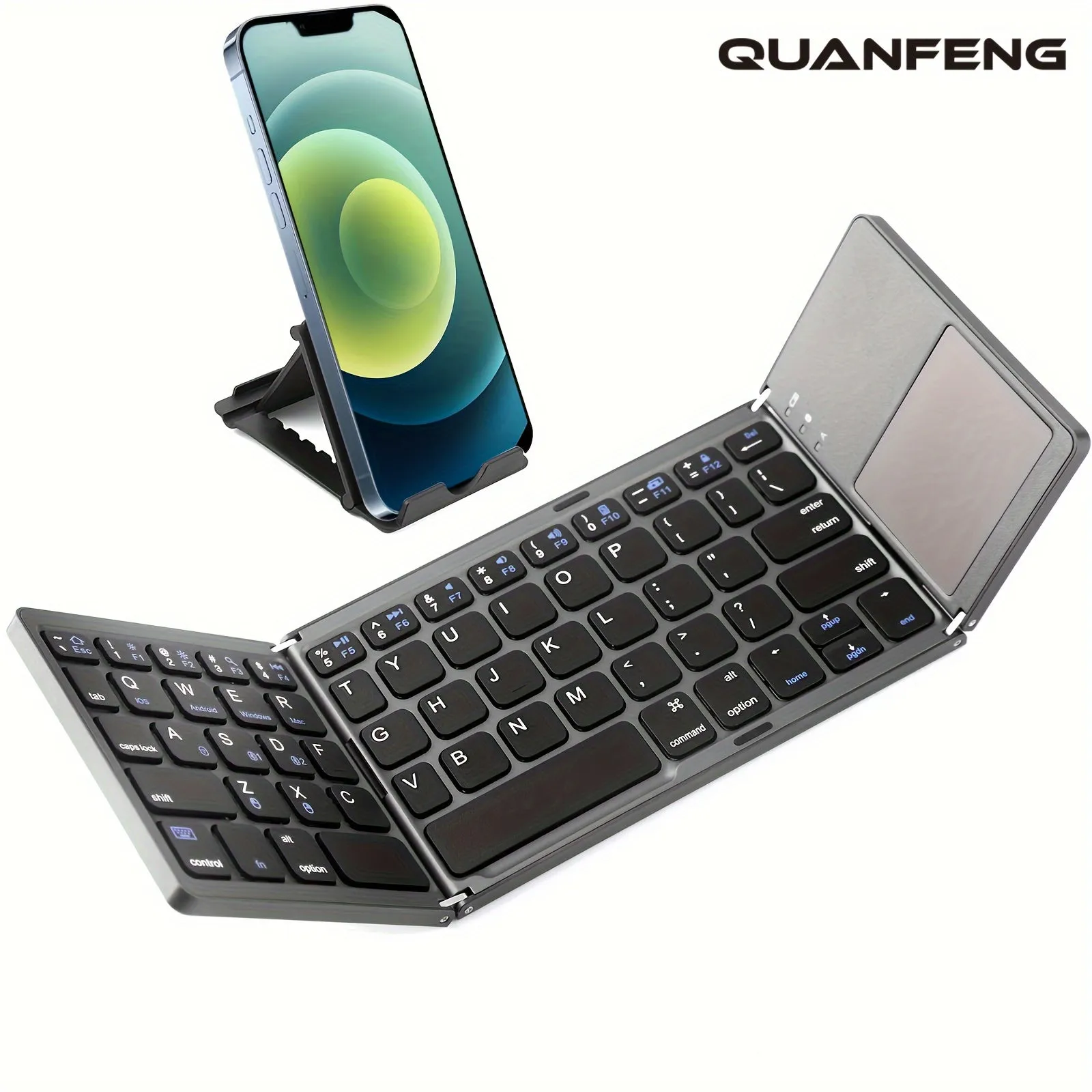 Ultra-Silent Foldable Wireless Keyboard - Bi/Tri-Fold, Universal Compatibility, Slim & Portable - Ideal for Office & Travel