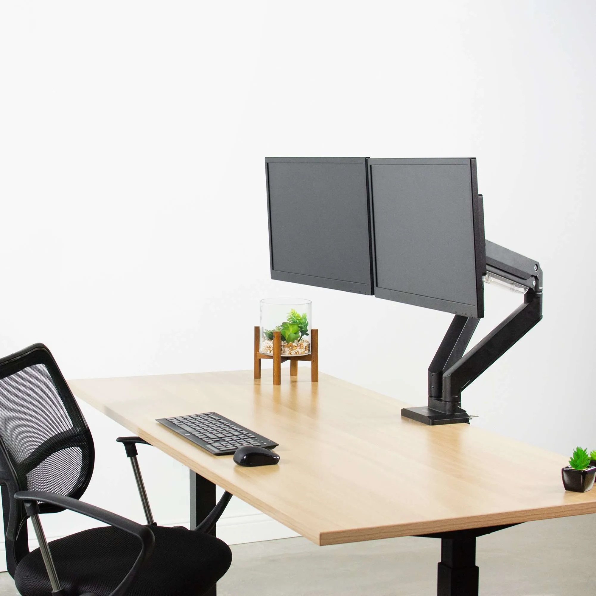 VIVO Black Pneumatic Arm Dual Monitor Desk Mount, STAND-V102G2