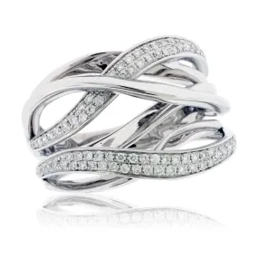 White Gold Diamond Fashion Bypassing Band