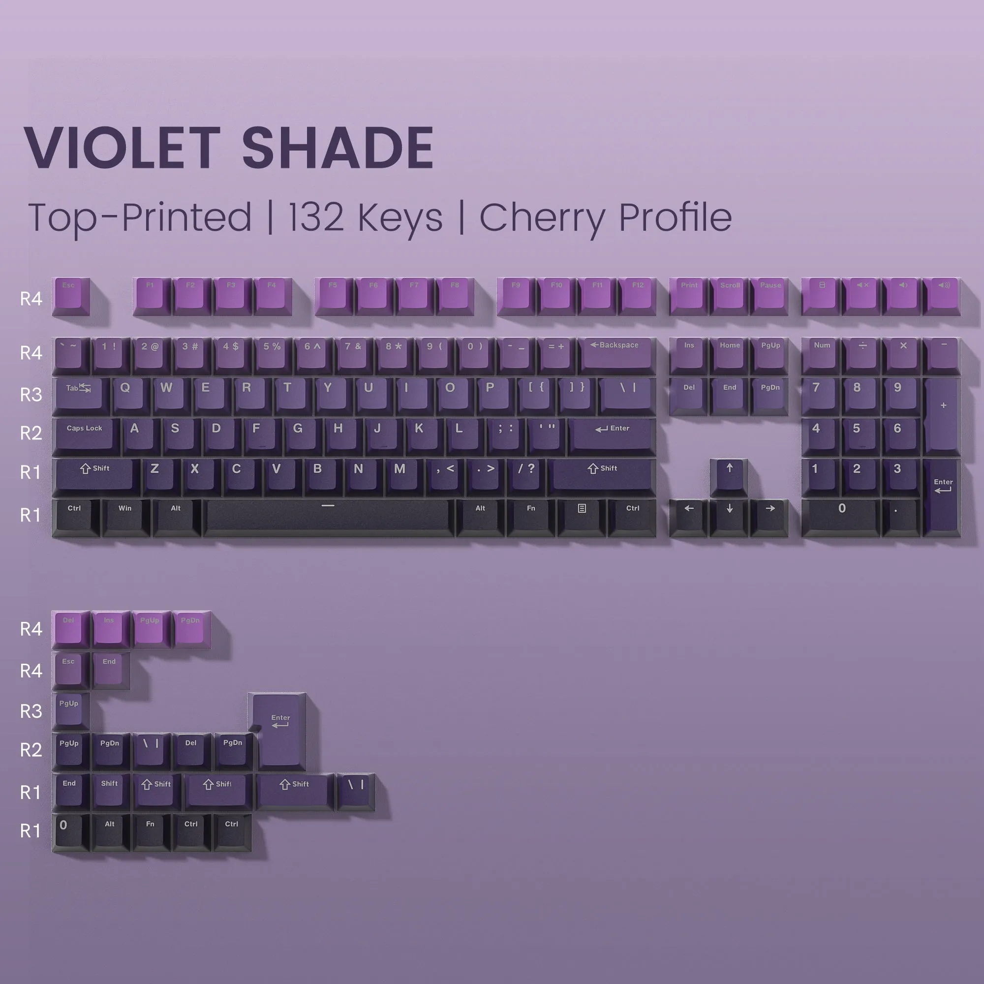 Womier Gradient Series 136-Key Shine-Through Cherry Profile Double-Shot PBT Keycap