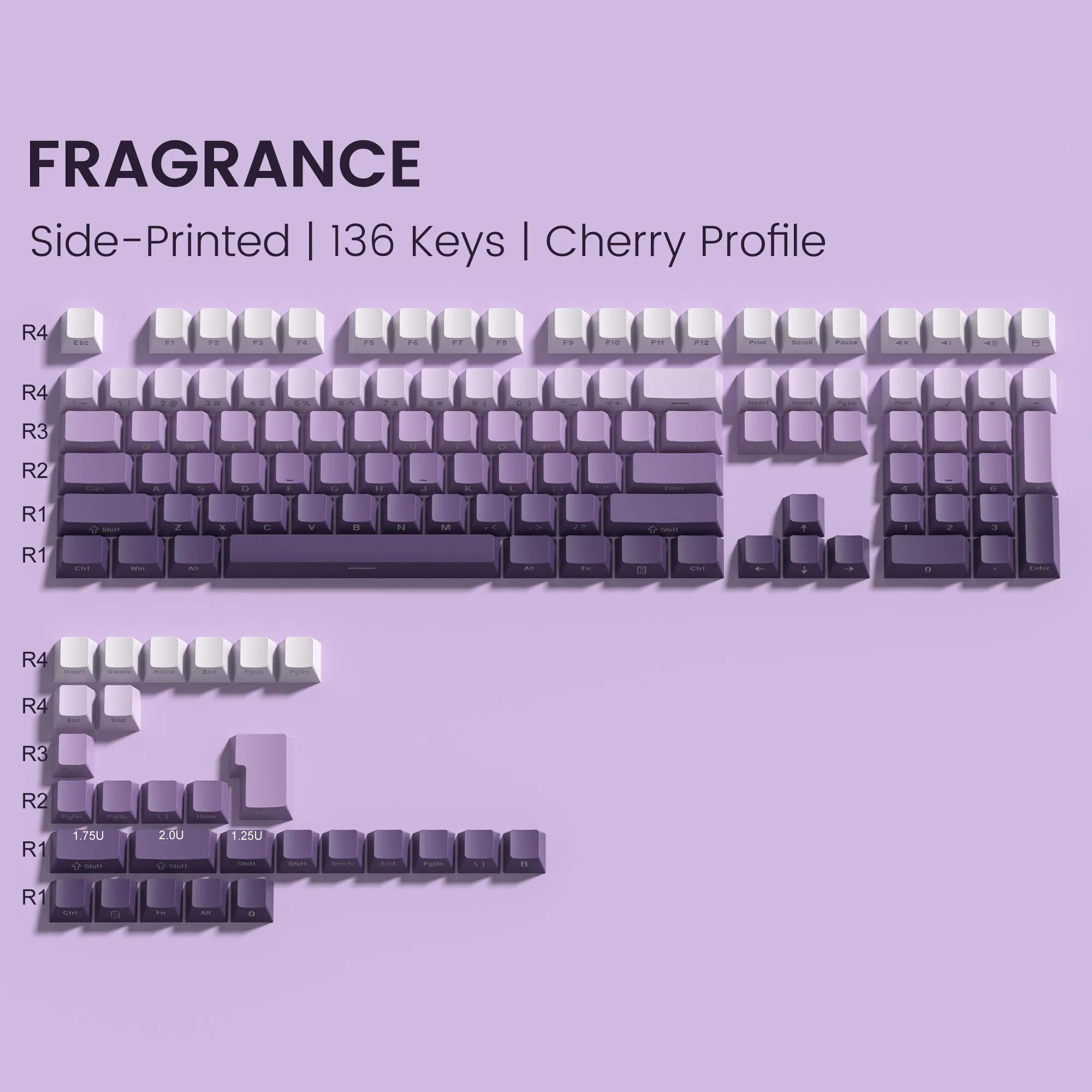 Womier Gradient Series 136-Key Shine-Through Cherry Profile Double-Shot PBT Keycap