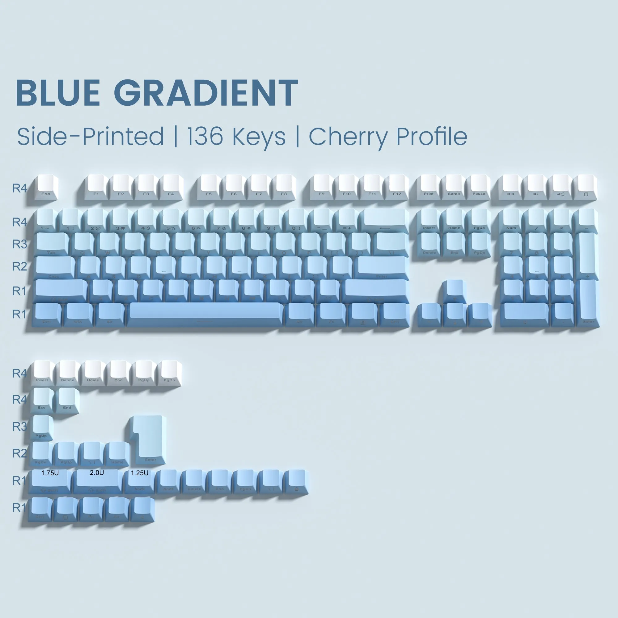 Womier Gradient Series 136-Key Shine-Through Cherry Profile Double-Shot PBT Keycap