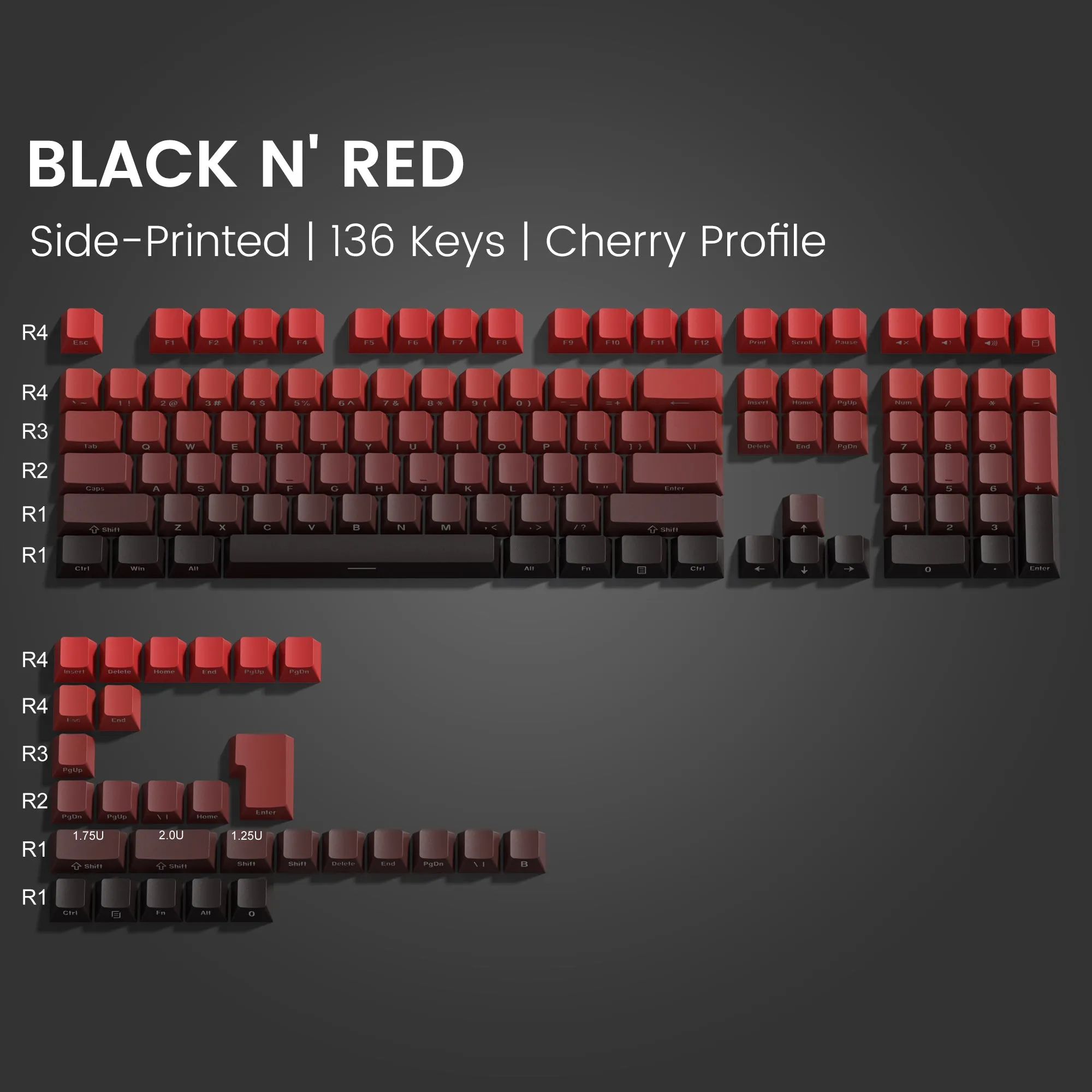 Womier Gradient Series 136-Key Shine-Through Cherry Profile Double-Shot PBT Keycap