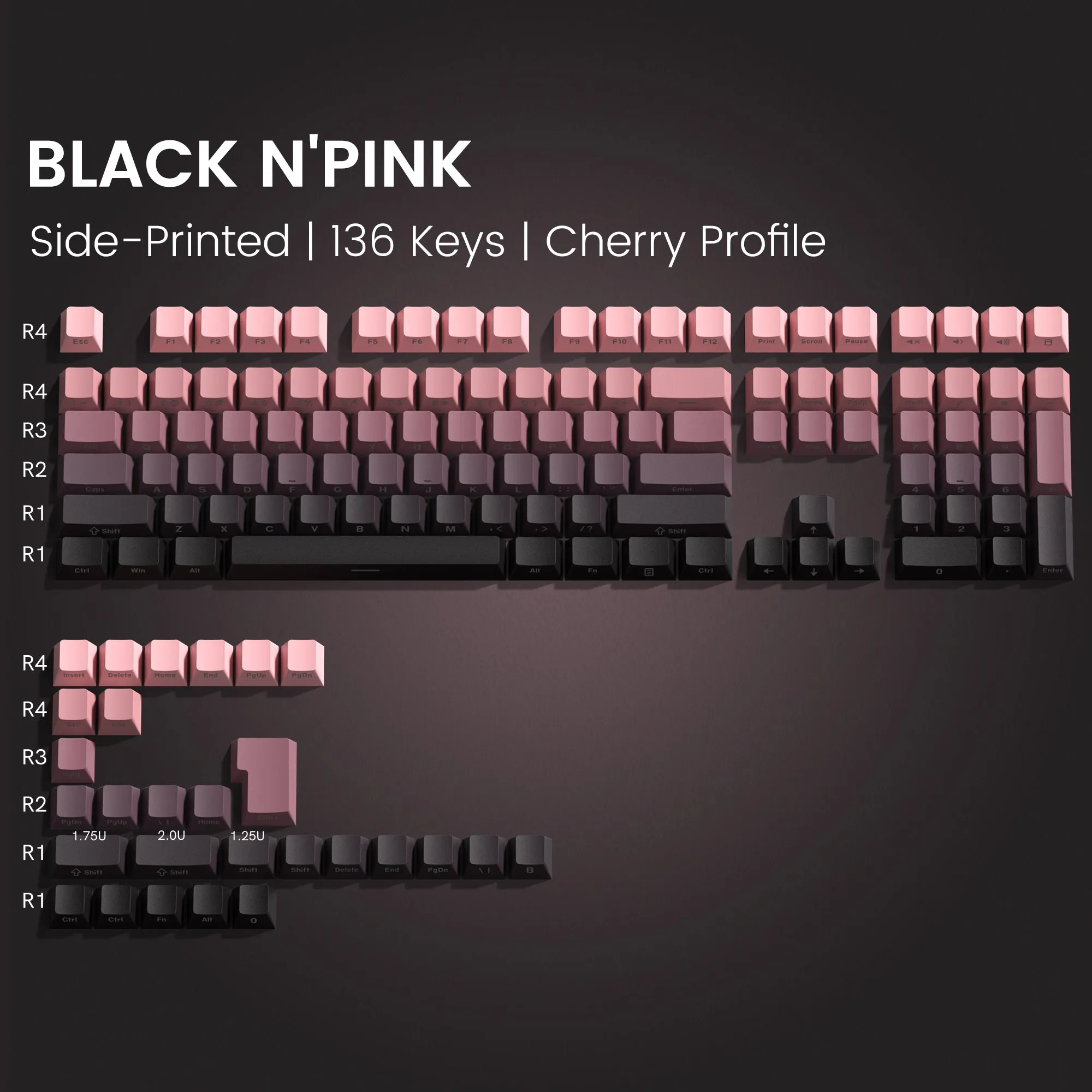 Womier Gradient Series 136-Key Shine-Through Cherry Profile Double-Shot PBT Keycap