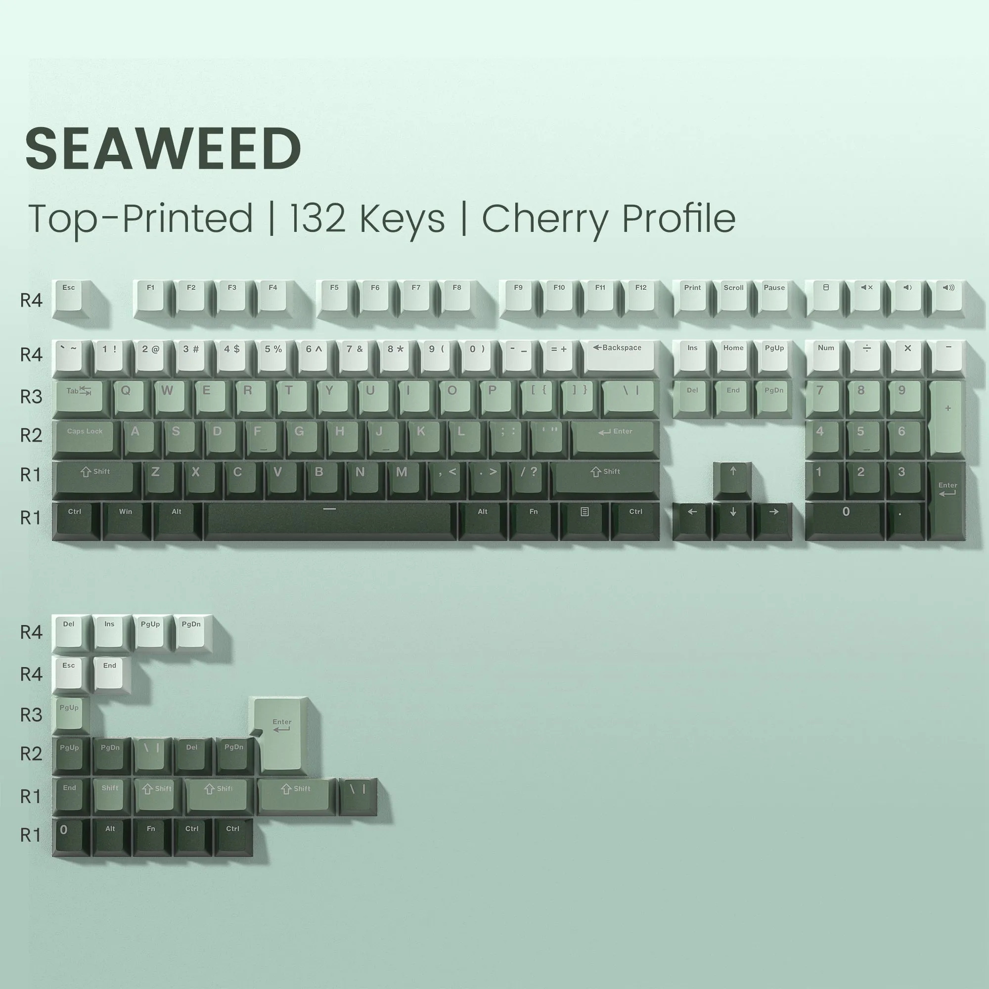 Womier Gradient Series 136-Key Shine-Through Cherry Profile Double-Shot PBT Keycap