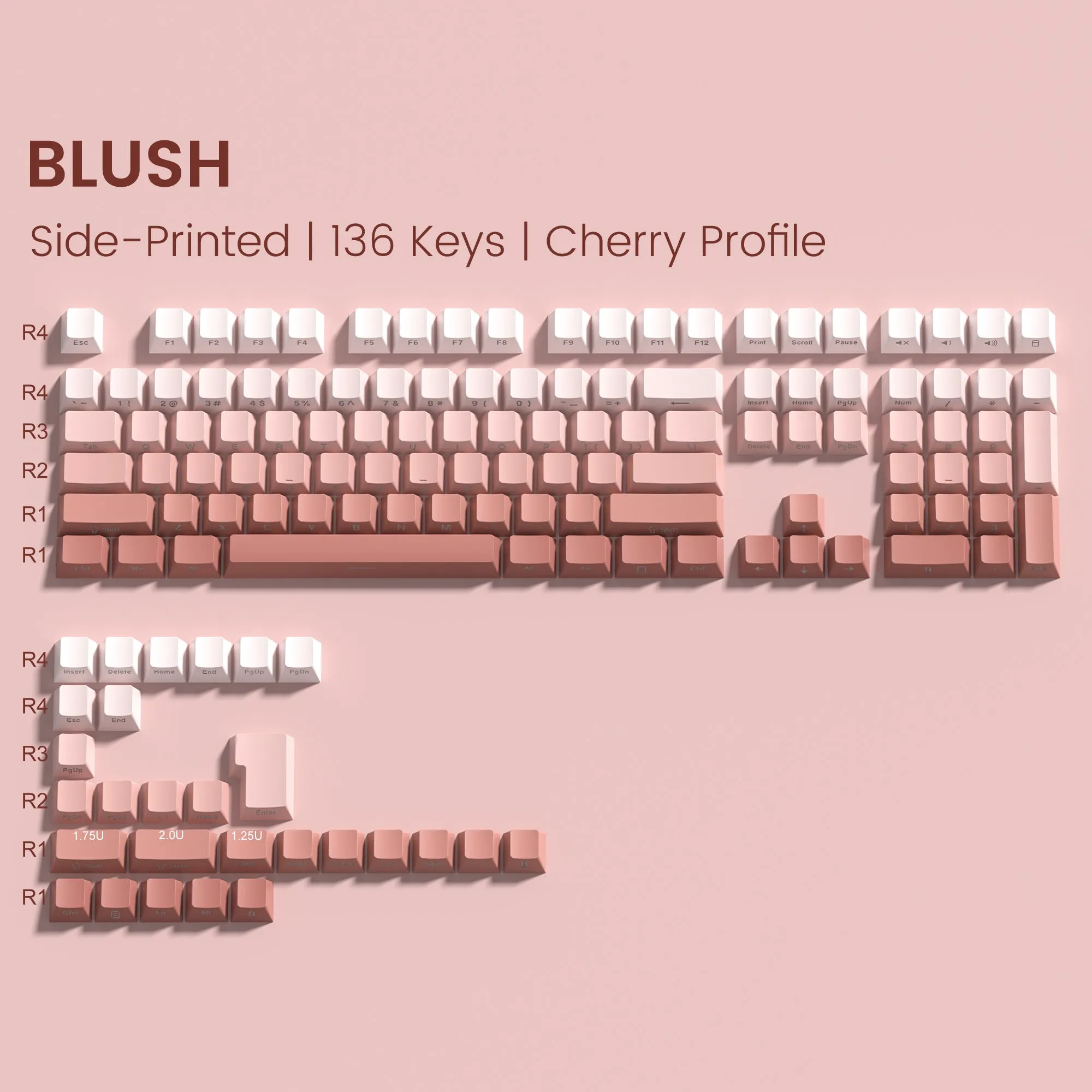 Womier Gradient Series 136-Key Shine-Through Cherry Profile Double-Shot PBT Keycap