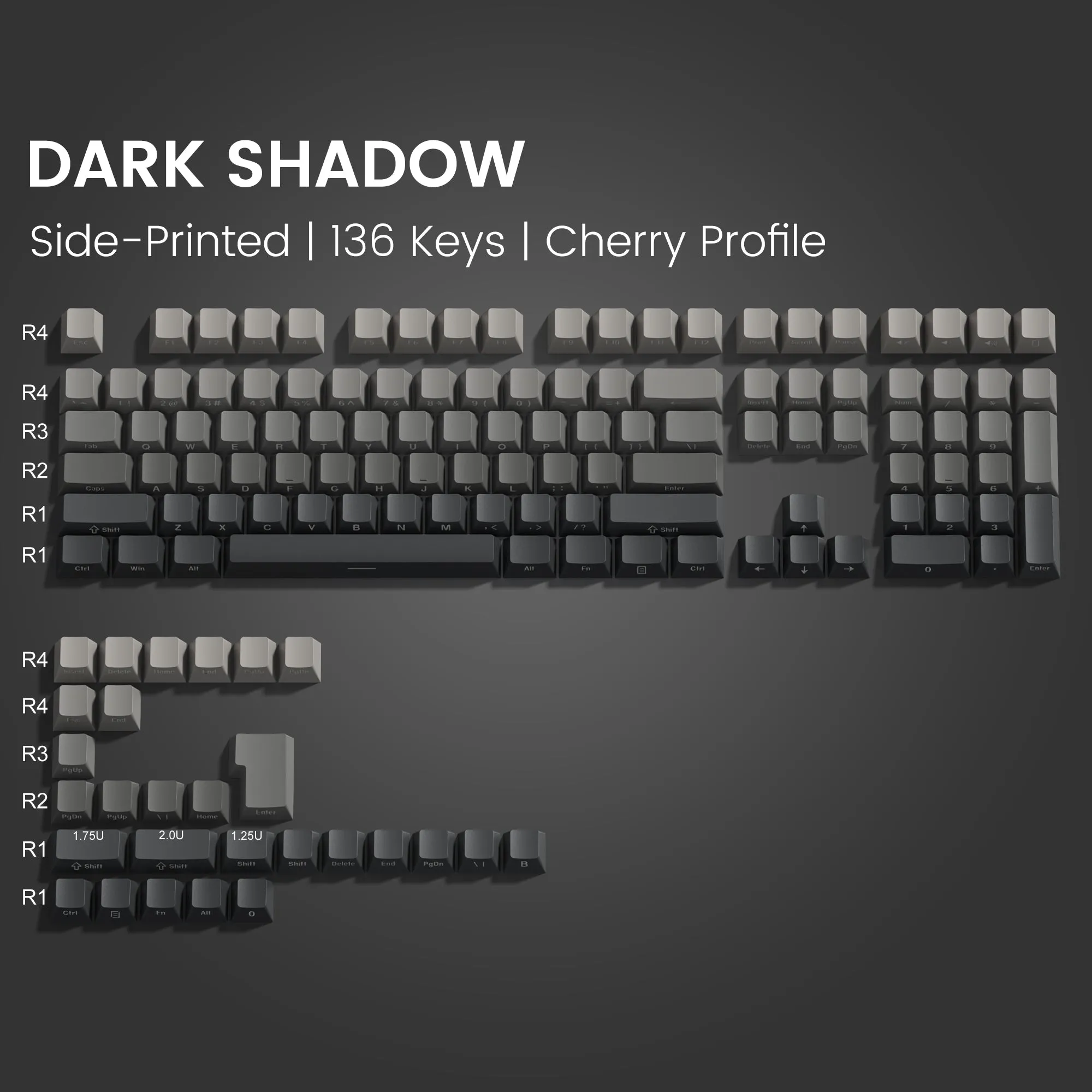 Womier Gradient Series 136-Key Shine-Through Cherry Profile Double-Shot PBT Keycap