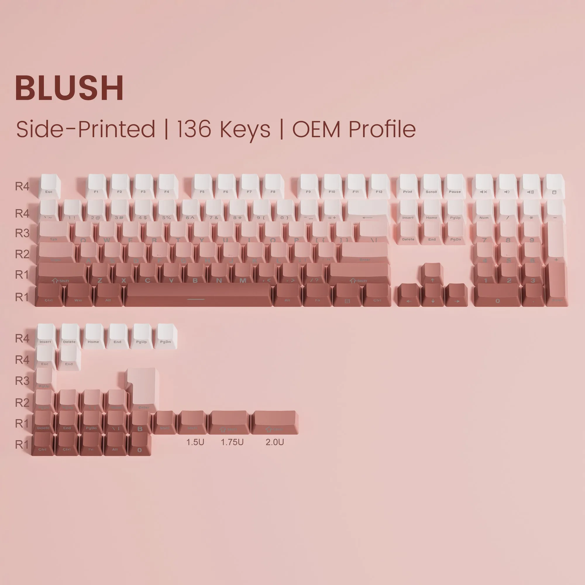 Womier Gradient Series 136-Key Side-Printed OEM Profile Keycap (6 Colors)