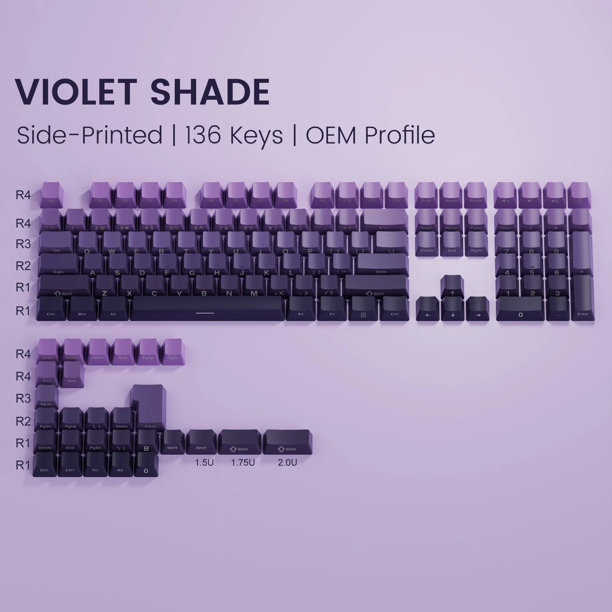 Womier Gradient Series 136-Key Side-Printed OEM Profile Keycap (6 Colors)