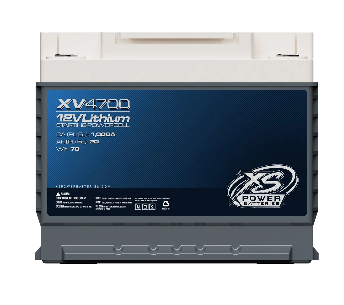 XV4700 XS Power 12VDC Group 47 Lithium LTO Underhood-Safe Vehicle Battery 1500W 70Wh