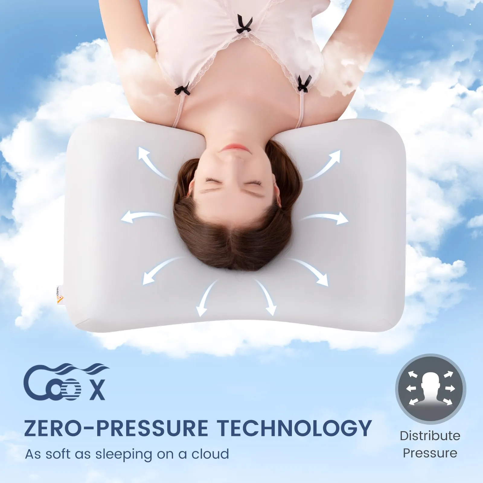 Zero-Pressure Cervical Pillow with Cooling Technology & 70D Memory Foam